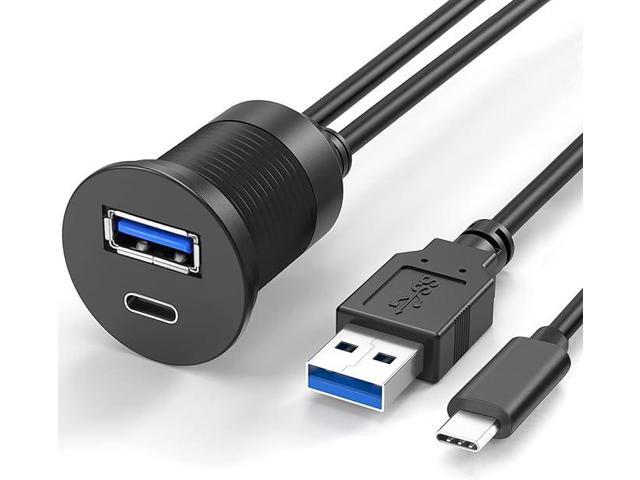 USB Type C 3.0 and USB 3.0 Male to Female Flush Mount Cable Waterproof Kit Accessories Car Dash Panel Mount Adapter Converter Extension Extender...