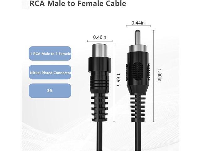 RCA Extension Cable, 2 Pack 3ft Audio Video RCA Male to Female Cord Ullnosoo for Speaker, Subwoofer, Camera, HDTV, Amplifier