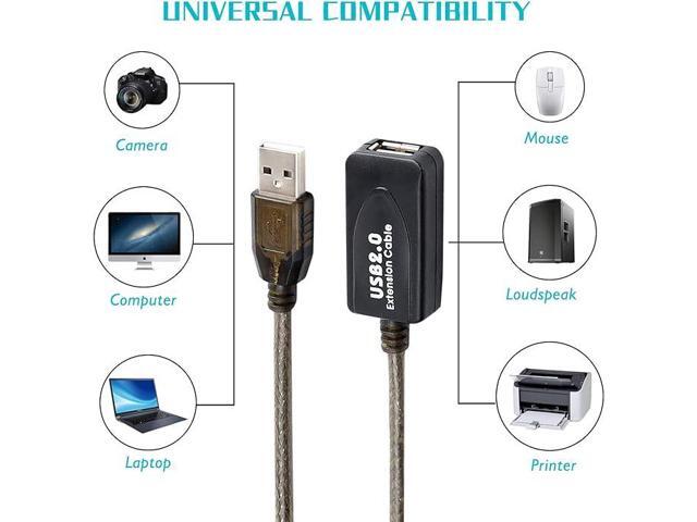 USB 2.0 Type A Male to A Female Active Repeater Extension Cable 30ft, High Speed 480 Mbps (30FT-10M)