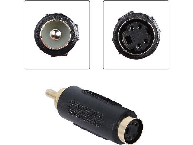 RCA Male to S-Video DIN 4 Pin Female Terminal Stereo Audio Video Cable Adapter Female Connector AV Stereo Audio Video Coupler Extension -2pcs