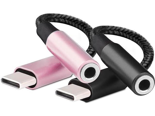 USB C to 3.5mm Female Headphone Jack Adapter (2 Pack), Type C to Aux Audio Dongle Cable Cord Hi-Fi DAC Chip for Samsung Galaxy S22 S21+, S9 Note10...