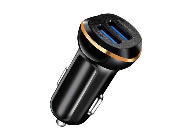 Car Charger Mini Aluminum Alloy Dual USB with Blue LED for iPhone 14 13 12 Pro Max mini X XS XR, iPad Pro/Air 2/Mini, Galaxy and more (Not...