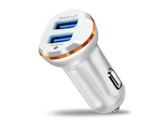 Car Charger Mini Aluminum Alloy Dual USB with Blue LED for iPhone 14 13 12 Pro Max mini X XS XR, iPad Pro/Air 2/Mini, Galaxy and more (Not...