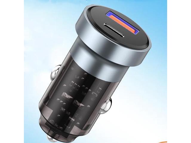 New translucent mini car charger super fast charger cigarette lighter car charger head punk style invisible car charger