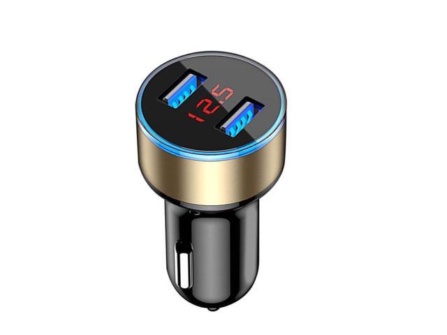 Digital display new aluminium ring 5V3.1A display car charger Aluminium alloy halo digital car charger car charger-Golden