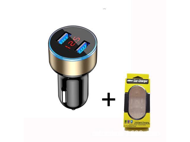 Digital display new aluminium ring 5V3.1A display car charger Aluminium alloy halo digital car charger car charger-Golden