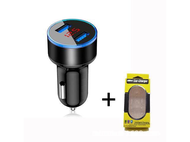 Digital Display New Aluminium Ring 5V3.1A Display Car Charger Aluminium Alloy Halo Digital Display Car Charger Car Charger-Black