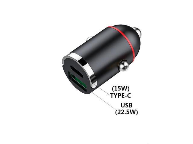 New car charger 22.5W super fast charger mini hidden dual usb pull ring car charger