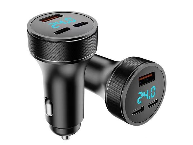 Metal digital display car charger 2C +1A for Huawei Apple flash super fast charging one tow three car charging