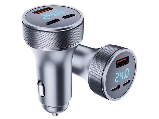 Metal digital display car charger 2C +1A for Huawei Apple flash super fast charging one tow three car charging