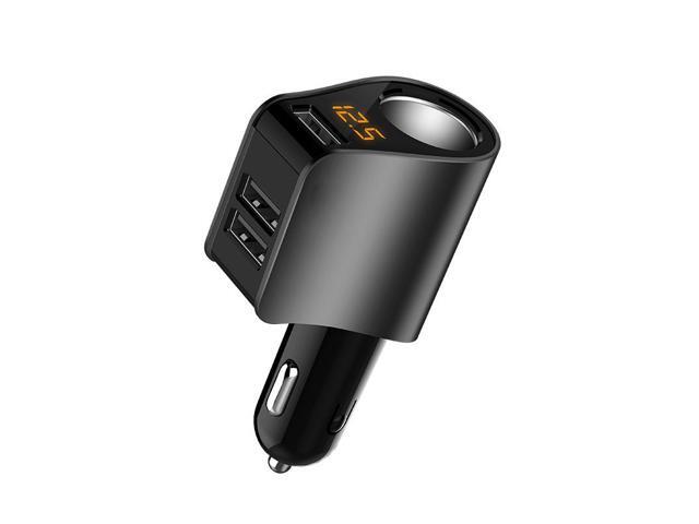 New metal high-power 3usb car charger head three-port digital display PD fast charger a drag three car charger