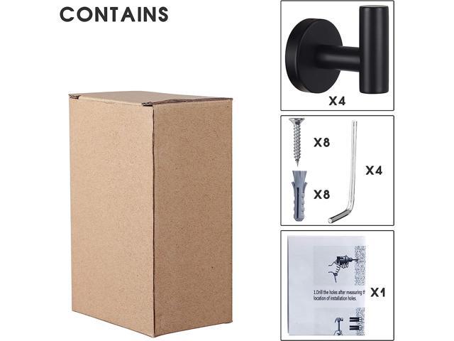 4 Pack Matte SUS 304 Stainless Steel Heavy Duty Wall Mounted Towel Hanger Hooks for Bathroom Kitchen Pool Bathrobe