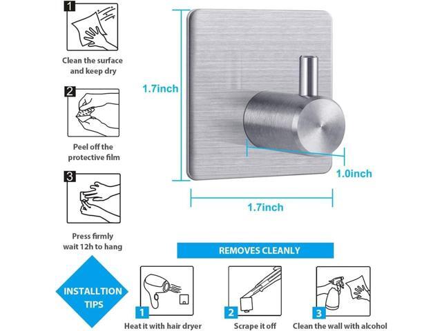 18/8 Bathroom Hooks Sets of 4Pack - 304 Stainless Steel Robe Clothes Towel Bag Wall Mounted Clothes Hanger Holder for Kitchen or Bathroom