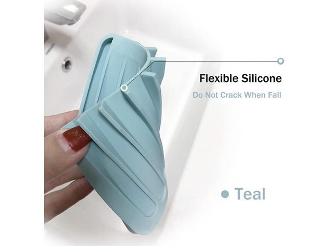 Self-Draining Soap Dishes, 3 Pack Silicone Soap Saver, Waterfall Drainer Soap Holder for Bathroom, Extend Soap Life, Keep Soap Bars Dry Clean and...
