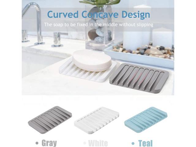 Self-Draining Soap Dishes, 3 Pack Silicone Soap Saver, Waterfall Drainer Soap Holder for Bathroom, Extend Soap Life, Keep Soap Bars Dry Clean and...