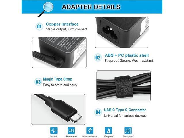 65W USB C Charger for Lenovo Thinkpad/Yoga/Chromebook Laptop Computer 65W 45W USB C Fast Power Adapter