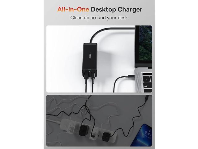 USB C Charger Baseus PowerCombo 65W - Portable Power Strip USB C Desk Charging Station with 2AC, 2 USB-C, 2 USB-A, Fast Charging for MacBook...