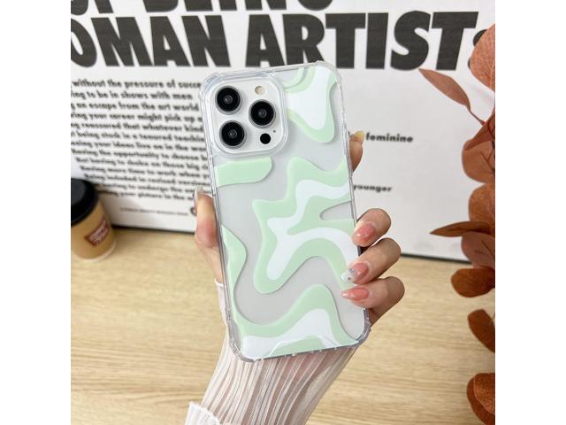 Compatible with iPhone 12 Pro/iPhone 12 Phone Case, Cute Art Wavy Painted for Women Girls, Soft TPU Edge PC Back Protective Shockproof Phone...