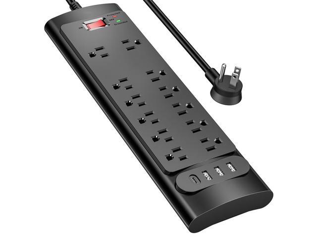 Power Strip, Surge Protector with 12 Outlets and 4 USB Ports, 6 Feet Flat Plug Extension Cord (1875W/15A) for for Home, Office, Dorm Essentials,...