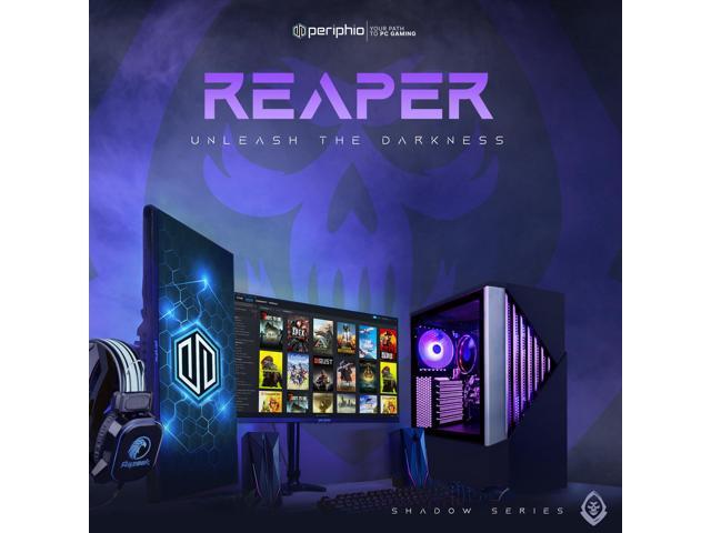 Periphio Reaper Gaming PC Computer - Complete Battlestation Bundle AMD Ryzen 5 5600G, Radeon Vega 7 Graphics, 1TB NVMe Solid State, 16GB DDR4...