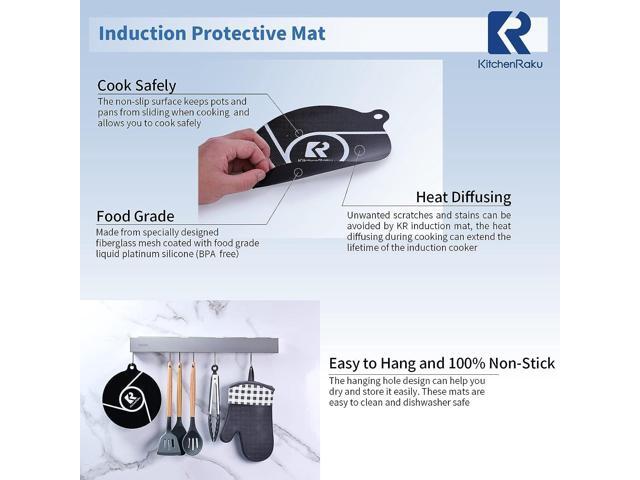 Induction Cooktop Protector Mat, Silicone Induction Hob Cover Mat- (Magnetic) Cooktop Scratch Protector for Induction Stove by KitchenRaku (7.9',...