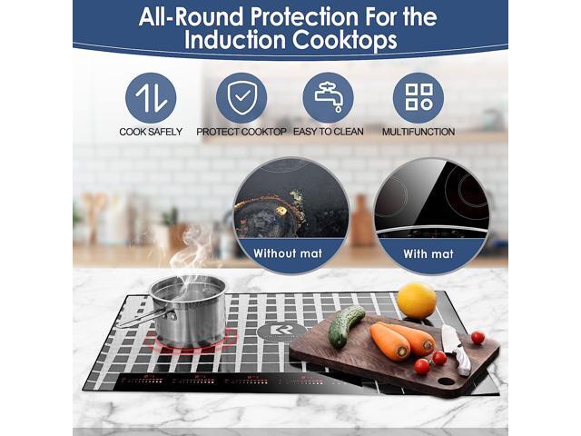 KITCHENRAKU KR Large Induction Cooktop Protector Mat 20.4x30.7 Inch, Magnetic Electric Stove Covers Antistrike & Antiscratch Glass Top Cover,...