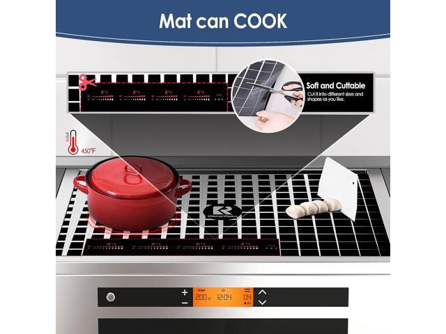 KITCHENRAKU KR Large Induction Cooktop Protector Mat 20.4x30.7 Inch, Magnetic Electric Stove Covers Antistrike & Antiscratch Glass Top Cover,...