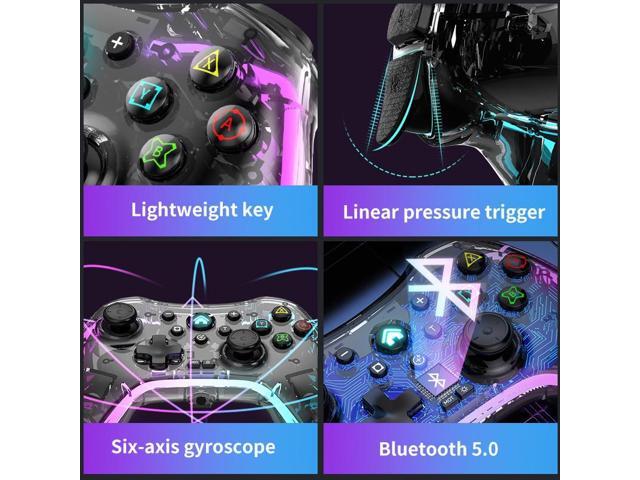 Wireless Controller for Nintendo Switch, Likaty Joypad for Switch, Compatible with NS OLED/Lite for Kids Gifts, Transparent Black