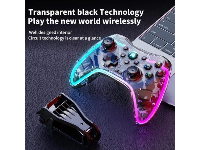 Wireless Controller for Nintendo Switch, Likaty Joypad for Switch, Compatible with NS OLED/Lite for Kids Gifts, Transparent Black
