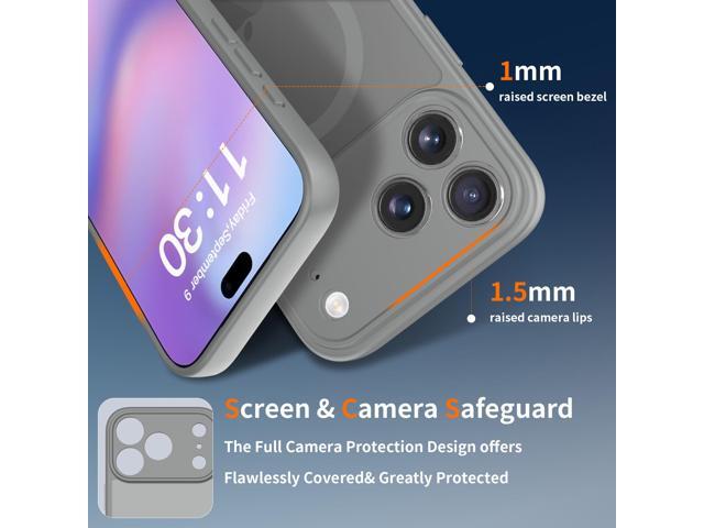 Case for iPhone 17 Pro Max,Full Covered Camera Protection Magnetic Shockproof Slim Case Drop Proof Durable Protective Cover - Gray