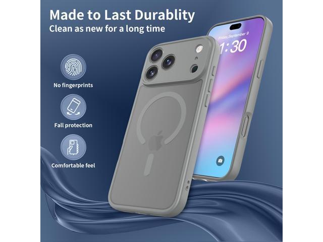 Case for iPhone 17 Pro Max,Full Covered Camera Protection Magnetic Shockproof Slim Case Drop Proof Durable Protective Cover - Gray