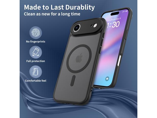 Case for iPhone 17 Air,Full Covered Camera Protection Magnetic Shockproof Slim Case Drop Proof Durable Protective Cover - Black
