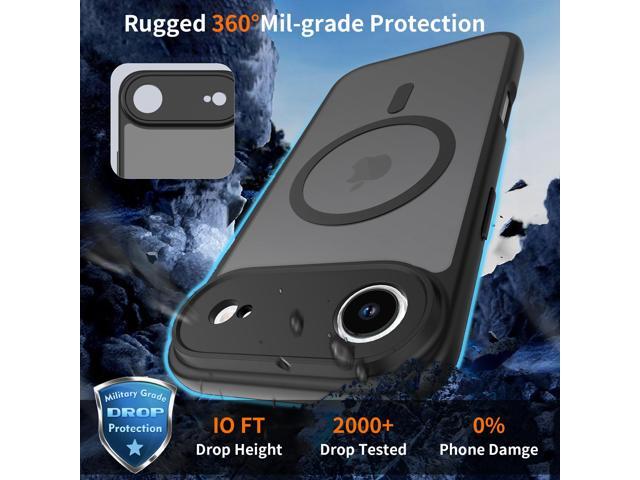 Case for iPhone 17 Air,Full Covered Camera Protection Magnetic Shockproof Slim Case Drop Proof Durable Protective Cover - Black