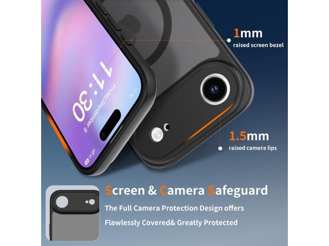 Case for iPhone 17 Air,Full Covered Camera Protection Magnetic Shockproof Slim Case Drop Proof Durable Protective Cover - Black