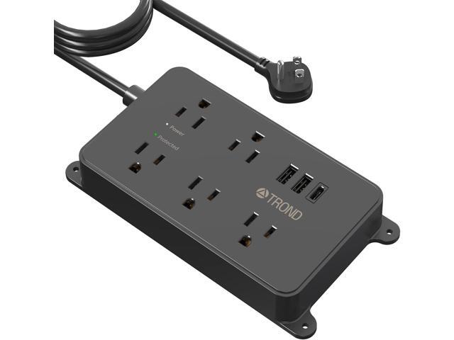 TROND Surge Protector Power Strip with USB, 10ft Extension Cord, ETL Listed, 5 Widely-Spaced Outlets with 3 USB Ports, 1300J, Low-Profile Flat...