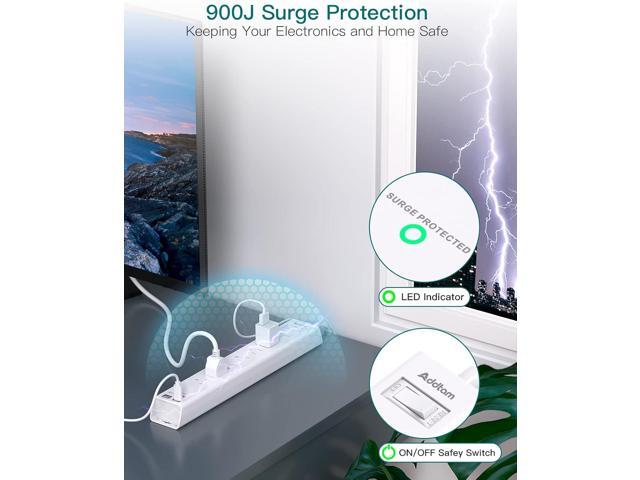 Power Strip Surge Protector with USB C - Flat Plug Extension Cord with 6 AC Outlets 4 USB (2 USB C), Wall Mount, 5ft, 900 J, Multi Plug Outlet...