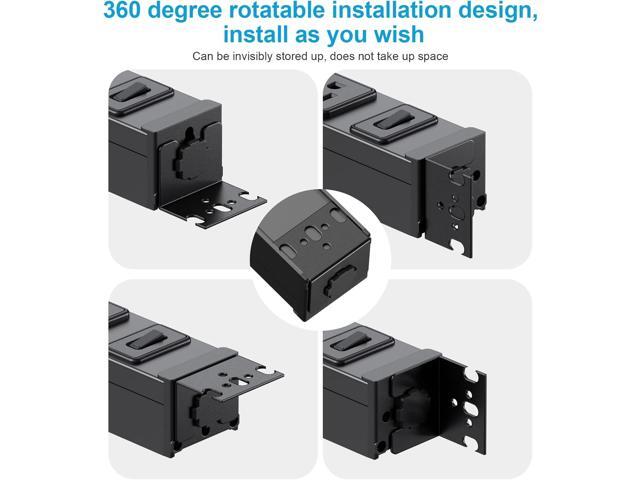 HHSOET Metal 360° Rotating Mountable Power Strip, 8 Outlet Gaming Table Mounted Outlet Strip, Heavy Duty Wall Mount Surge Protector with Switch,...
