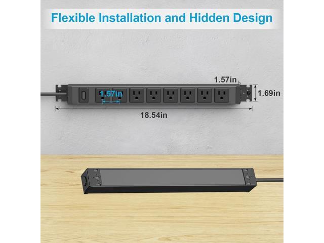 HHSOET Metal 360° Rotating Mountable Power Strip, 8 Outlet Gaming Table Mounted Outlet Strip, Heavy Duty Wall Mount Surge Protector with Switch,...