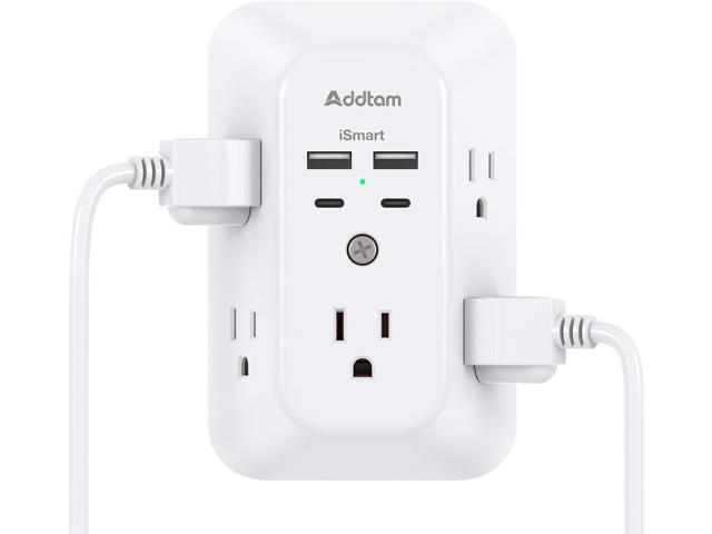 Surge Protector Outlet Extender - Addtam 5-Outlet Splitter with 4 USB Wall Charger(2 USB-C Ports), Multi Plug Outlet Power Strip for Home, Dorm...