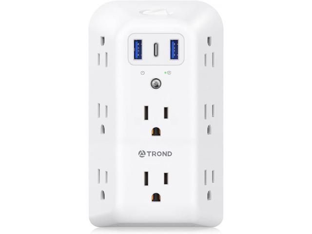 TROND Outlet Extender Surge Protector, 8 Outlet Splitter with 3 USB Ports(1 USB C), 1440J Electric Plug Multiplier, Multi Plug with ON/OFF, 3 Way...