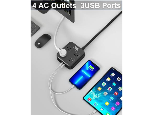 Outdoor Power Strip Weatherproof, Waterproof Surge Protector with 4 Wide Outlet with 3 USB Ports, 6FT Long Extension Cord,1875W Overload...