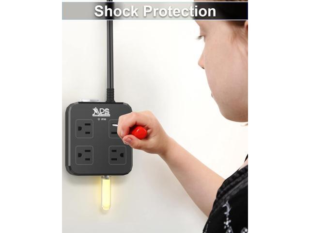 Outdoor Power Strip Weatherproof, Waterproof Surge Protector with 4 Wide Outlet with 3 USB Ports, 6FT Long Extension Cord,1875W Overload...