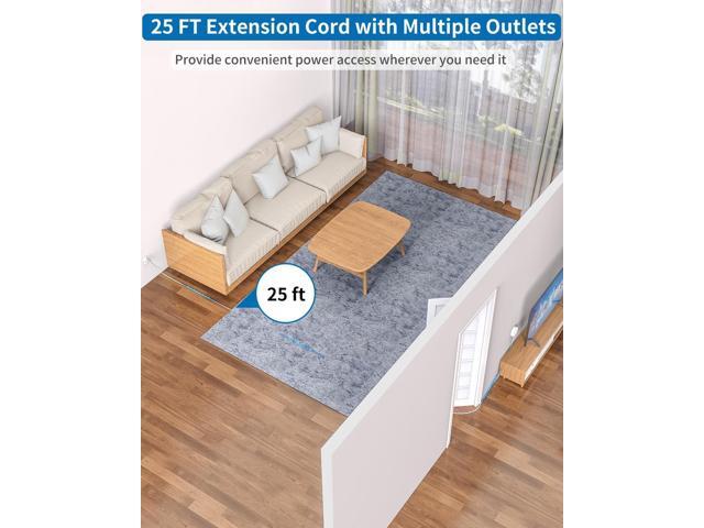 Flat Extension Cord 25 ft, NTONPOWER Flat Plug Power Strip with 3 Outlets 4 USB Ports(2 USB C), Ultra Thin Extension Cord Under Carpet, Mountable,...