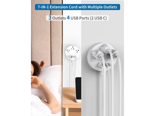 Flat Plug Power Strip, NTONPOWER 5 ft Ultra Thin Flat Extension Cord with 4 USB Ports(2 USB C Port), Travel Power Strip for Cruise Ship, Mountable,...