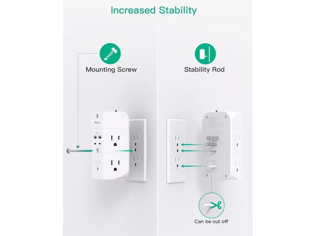 Surge Protector Outlet Extender - with Night Light, 5-Outlet Splitter and 4 USB Ports (2 USB C Charger), Multi Plug Outlet for Home, Dorm Room...