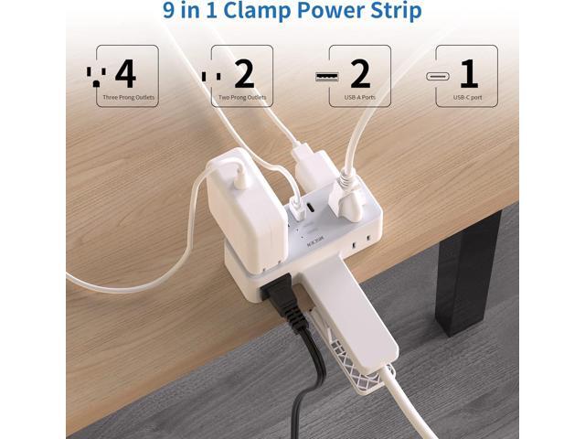 Desk Clamp Power Strip with USB Ports, Mscien 6 FT Extension Cord with Multiple Outlets, Surge Protector Power Strip with 6 Outlet & 3 USB(1 USB...