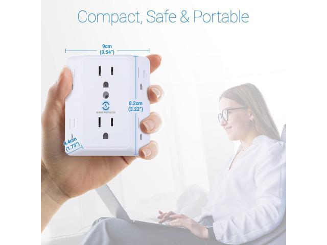 Unidapt Multi Plug 6 Outlet Extender, 2 Pack Surge Protector Wall Splitter, 1800J Power Strip 3 Side Wide Spaced Adapter Multiple Charger Expander,...
