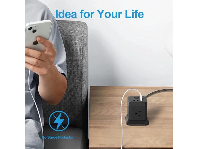 PD 20W USB C Power Strip, FDTEK 10 FT Extension Cord Power Cube Flat Plug Desktop Power Strip with 4 Outlets and 3 USB(C) Space Save Compact for...