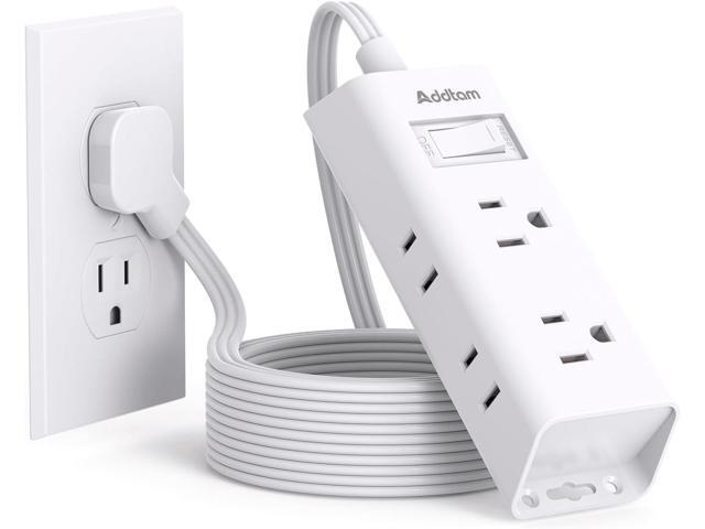 Flat Extension Cord 10 ft - Addtam Flat Plug Power Strip with 6 Outlets Extender, No Surge Protector for Cruise Ship, Dorm Room Travel Essentials,...