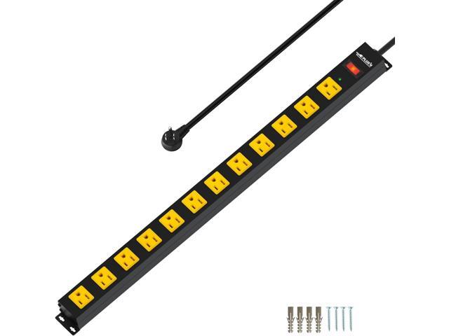 12 Outlet Long Power Strip, 2100 Joules Surge Protector, 6FT Power Cord, Wide Spaced Outlet Power Bar, Overload Protection Switch, Industrial Heavy...